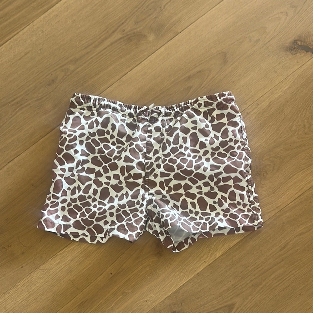 Zara Brown and White Athletic Shorts with Animal Print